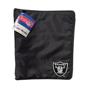 Rare VTG Raiders NFL Team Zipper Binder Portfolio Folder Organizer Black Silver